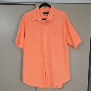 Ralph Lauren Men's Cotton Casual Button Down Peach Shirt Size XL